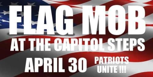 Lansing, Michigan - April 30, 2022 - Flag Mob at Capital Steps