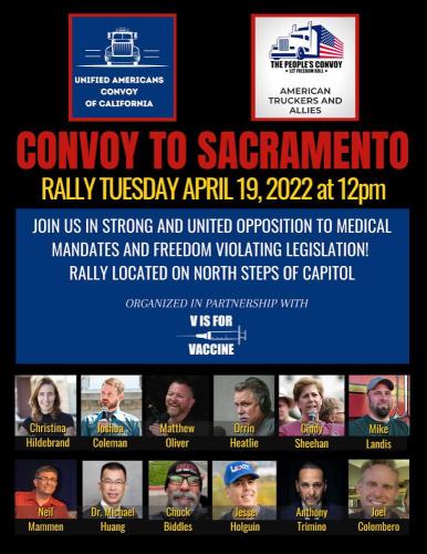 Sacramento, California - April 19, 2022 - Speaker Lineup for Convoy to Sacramento Rally