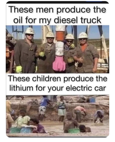 Electric vehicles are powered by child labor