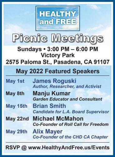 Pasadena, California - May 8, 2022 - Healthy and Free Picnic Meeting