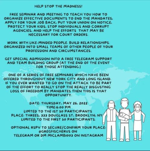 Brooklyn, New York - May 26, 2022 - Free Seminar to Take Back Your Freedom