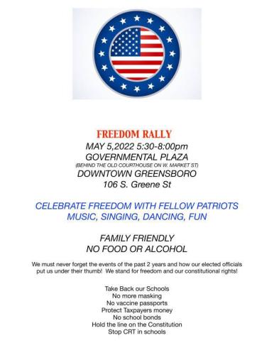 Greensboro, North Carolina - May 5, 2022 - Freedom Rally