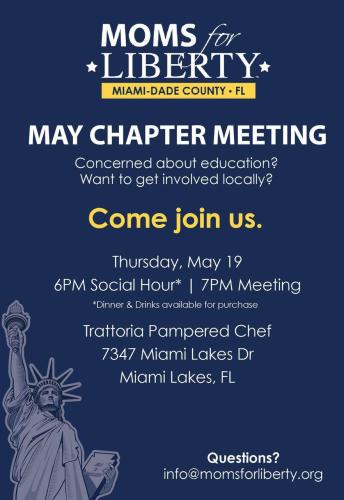 Miami Lakes, Florida - May 19, 2022 - Moms for Liberty Chapter Meeting