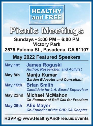 Pasadena, California - May 1, 2022 - Healthy and Free Picnic Meeting