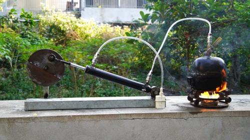 How to make a steam engine from a car shock absorber