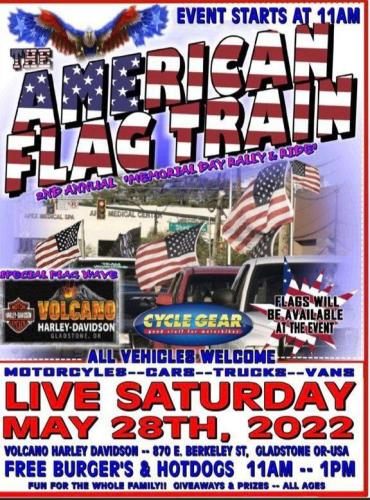 Gladstone, Oregon - May 28, 2022 - American Flag Train