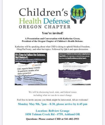 Ashland, Oregon - May 9, 2022 - Conversation with President of Oregon CHD