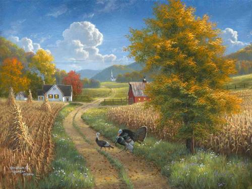 ! Abraham Hunter - Wild turkeys in the country