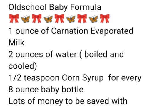 Old School Baby Formula - Replace corn syrup with coconut sugar