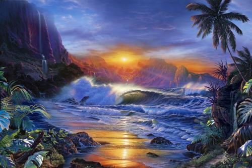 Sunset tropical beach