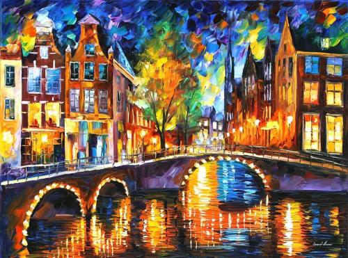 ! Leonid Afremov - Bridges of Amsterdam