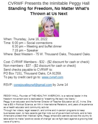 Thousand Oaks, California - June 16, 2022 - Peggy Hall - Standing for Freedom