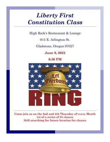 Gladstone, Oregon - June 9, 2022 - Constitution Class