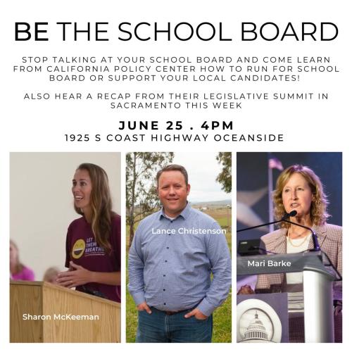 Oceanside, California - June 25, 2022 - How to Run for School Board