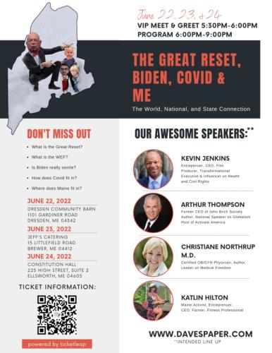 Maine - Various Locations - June 22 - 24, 2022 - The Great Reset, Biden, Covid and Me