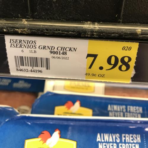 Ground Chicken $7.98lb 2022Jun14