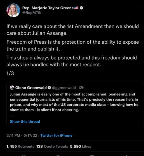 Marjorie Green on 1st and Assange