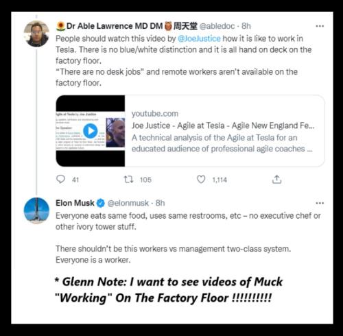 Musk working on factory floor