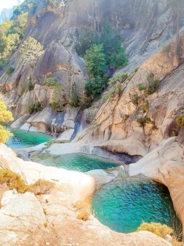 Cozy mountain stream pools