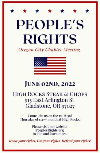 Gladstone, Oregon - June 2, 2022 - People's Rights Chapter Meeting