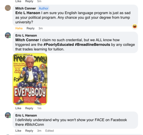 mitchconner comes back for more freaks facebook your youre grammar poorly educated