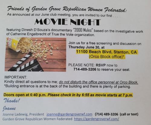 Stanton, California - June 30, 2022 - 2000 Mules Movie