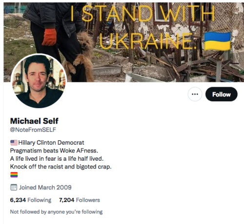 @notefromself michael self hillary clinton democrat proud leftard ukraine racist bigot Screen Shot 2022-06-05 at 10.41.11 AM