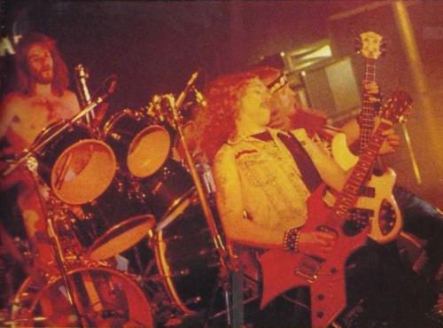 Manilla Road (1985 - Randy Thrasher Foxe (drums), Mark W. Shelton (R.I.P.) (vocalsguitars) and Scott Park (bass).)