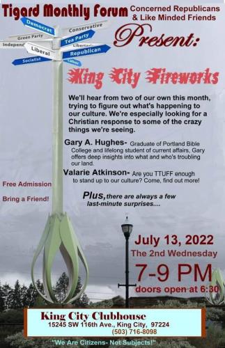 King City, Oregon - July 13, 2022 - Tigard Monthly Forum