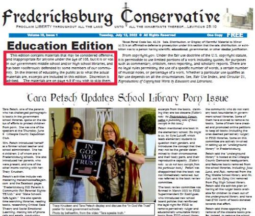 Fredericksburg Conservative front page image2