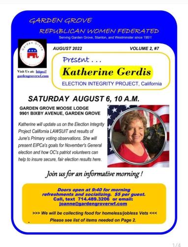 Garden Grove, California - Aug 6, 2022 - Election Integrity Project