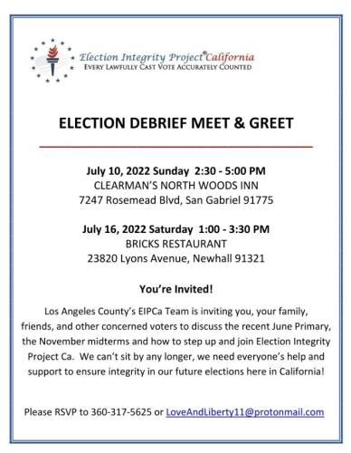 Newhall, California - July 16, 2022 - Election Debrief Meet and Greet