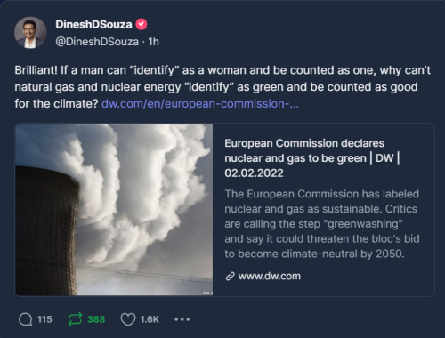 Coal, gas, oil, nuclear all identify as GREEN
