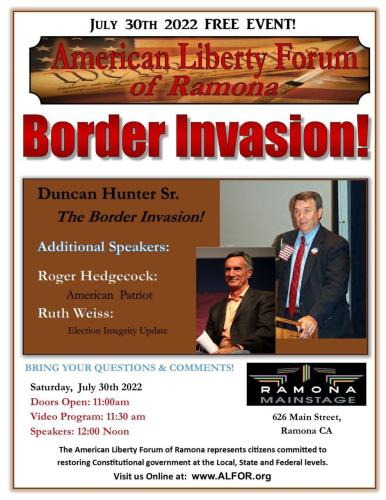 Ramona, California - July 30, 2022 - Border Invasion
