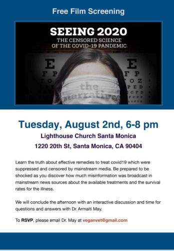 Santa Monica, California - Aug 2, 2022 - Free Film Screening - Seeing 2020