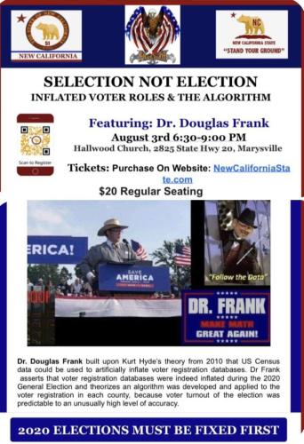 Marysville, California - Aug 3, 2022 - Selection not Election Inflated Voter Roles & the Algorithm
