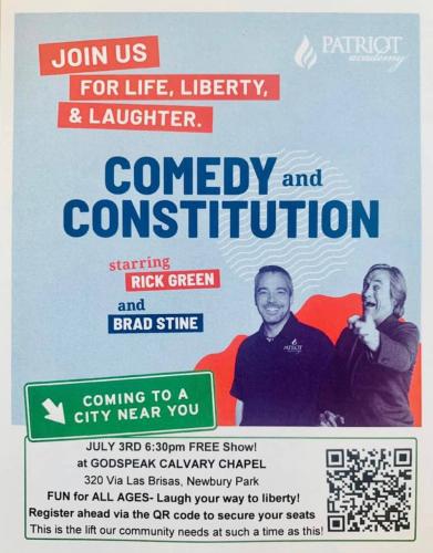 Newbury Park, California - July 3, 2022 - Comedy and Constitution