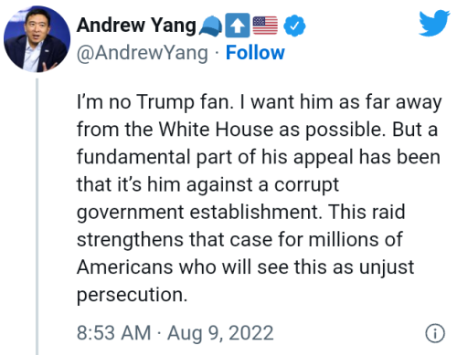 Andrew Yang supports Trump