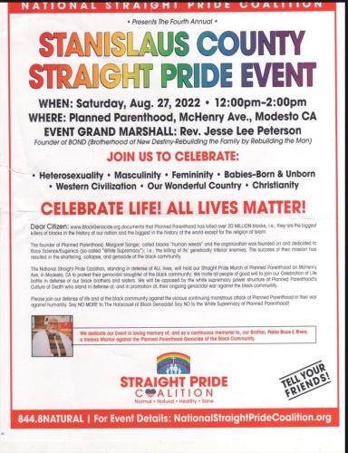 Modesto, California - Aug 27, 2022 - Straight Pride Event