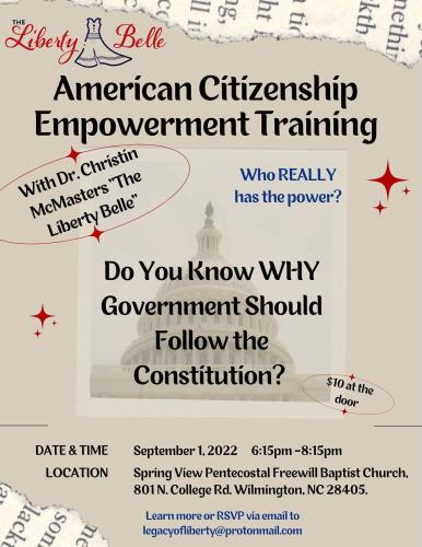 Wilmington, North Carolina - Sep 1, 2022 - American Citizenship Empowerment Training