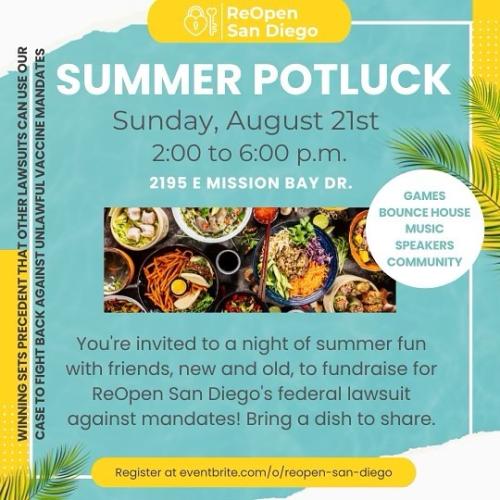 San Diego, California - Aug 21, 2022 - Summer Potluck for Reopen San Diego