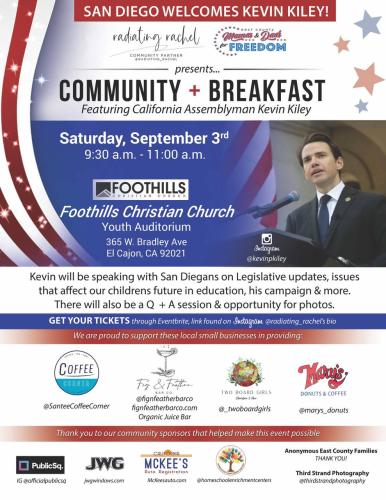 El Cajon, California - Sep 3, 2022 - Community Breakfast with Assemblyman Kevin Kiley