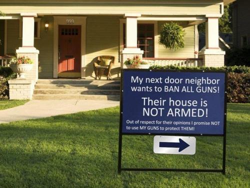 my next door neighhbor wants to ban all guns