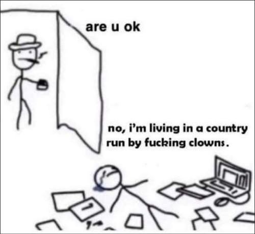 no im living in a country run by clowns