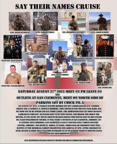 San Clemente, California - Aug 27, 2022 - Say Their Names Cruise