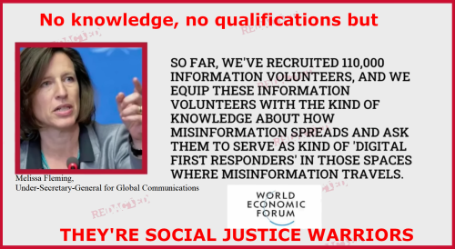 Melissa fleming UN comm person, social justice warriors