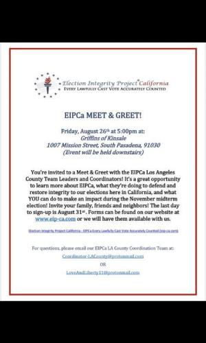 South Pasadena, California - Aug 26, 2022 - Election Integrity Project