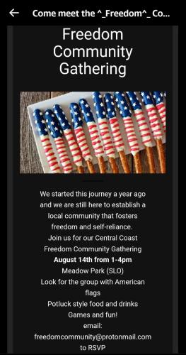 San Luis Obispo, California - Aug 14, 2022 - Freedom Community Gathering