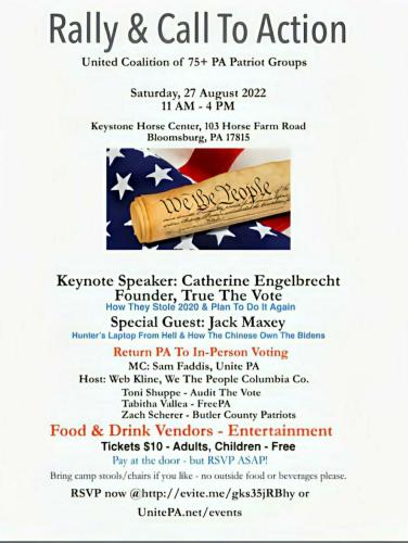 Bloomsburg, Pennsylvania- Aug 27, 2022 - Rally and Call to Action