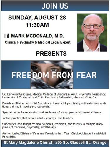 Orange, California - Aug 28, 2022 - Freedom from Fear